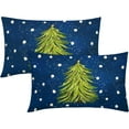 thumbnail image 1 of Blue Christmas Lumbar Pillow Covers 12X20 In Set of 2 Watercolor Green Xmas Tree Rectangular Pillow Cases Winter Holiday Pillowcase Cotton Linen Cushion Case Rustic Home Decor For Couch Porch Outdoor, 1 of 6