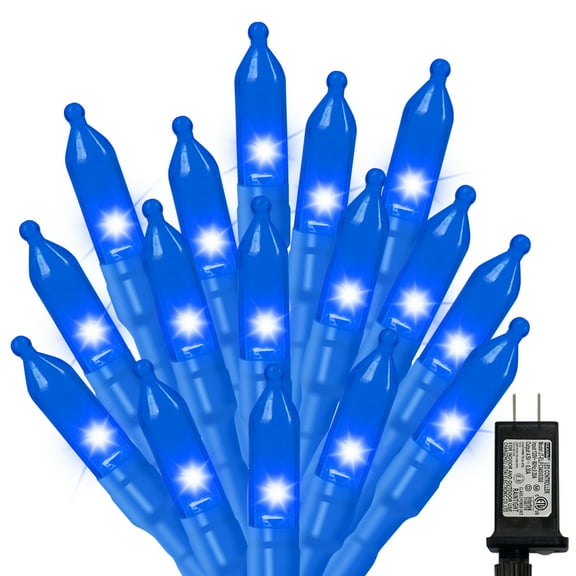 Blue Christmas Mini Lights, 32.5FT 100 LED Clear Bulbs String Lights with 16 Light Modes, Fairy Lights Plug in for Outdoor Xmas Trees Garland Wreath Holiday Decorations