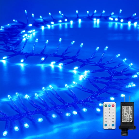 Blue Christmas Mini LightsTree Lights Outdoor Cluster Light1000 LED Firecrackers String, 16 Modes Timer Remote Waterproof Plug in Twinkle Fairy for Garland Window Party