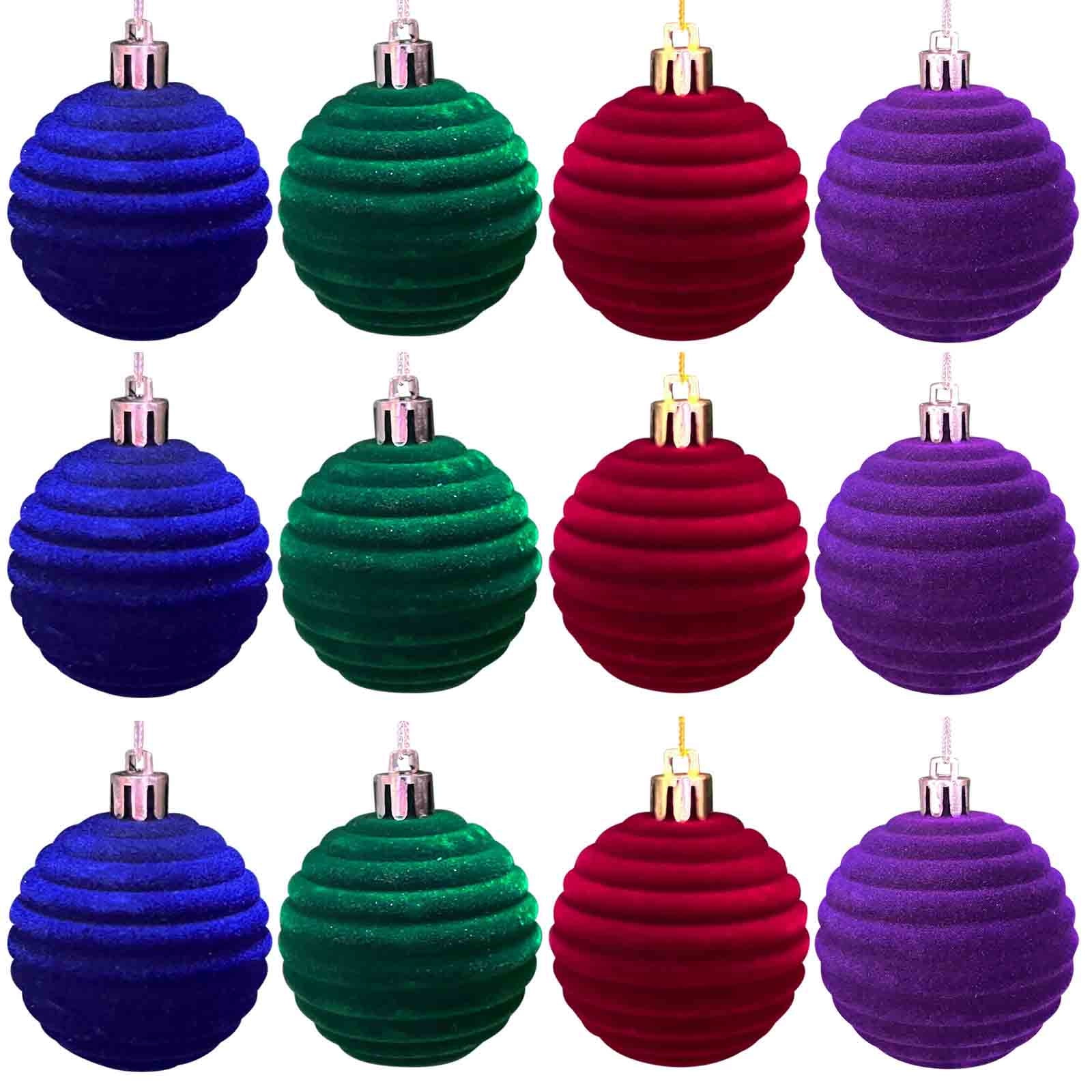 Blue Christmas Ornaments Clearance 12 Pcs Velvet Christmas Balls