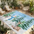 thumbnail image 1 of Blue Christmas Outdoor Rug for Patio/Deck/Porch, Non-Slip Large Area Rug 3 x 5 Ft, Xmas Tree Snowman Elk Snowflake Indoor Outdoor Rugs Washable Area Rugs, Reversible Camping Rug Carpet Runner, 1 of 8