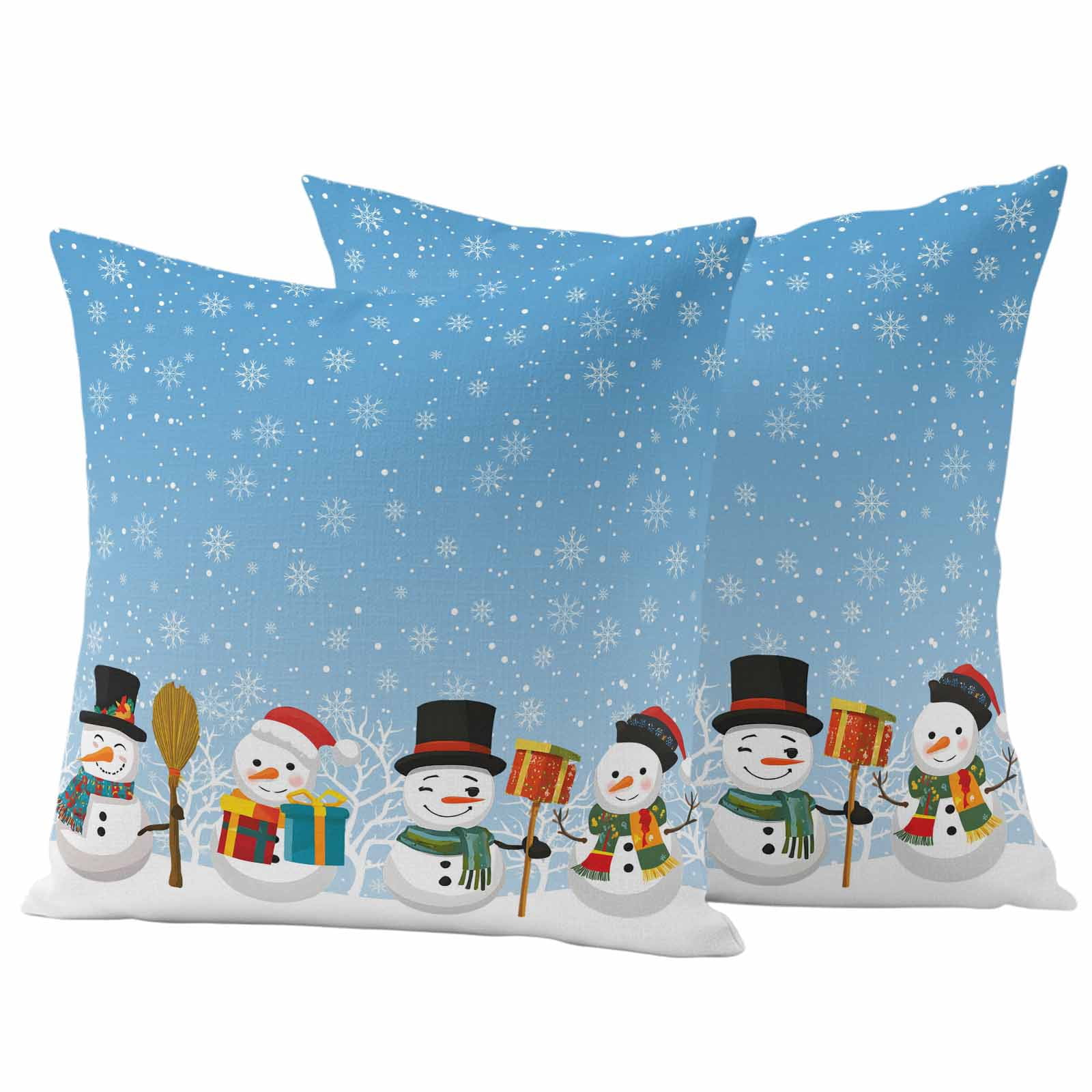 Blue Christmas Outdoor Waterproof Pillow Covers, Xmas Snowman Winter ...