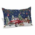 thumbnail image 1 of Blue Christmas Pillow Covers, Linen Long Throw Pillow Case, Xmas Snowman Truck Snowflake Tree Balls Holiday Pillow Protector Decorative Cushion Cover for Living Room/Bedroom 20" x 26", 1 of 8
