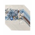 thumbnail image 1 of Blue Christmas Poinsettia Cloth Napkins Set of 8 Reusable Dinner Napkins, Xmas Botanical Balls Snowflake Rustic Cocktail Napkin Washable Table Napkins for Wedding/Holiday Party/Baby Shower 20"x20", 1 of 7