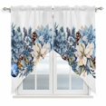 thumbnail image 1 of Blue Christmas Poinsettia Swag Valances for Windows 2 Pack, Kitchen Window Curtains 36 Inch Length, Xmas Botanical Balls Snowflake Privacy Swag Curtains for Living Room/Bathroom 36"x36", 1 of 8