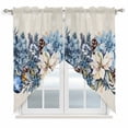 thumbnail image 1 of Blue Christmas Poinsettia Swag Valances for Windows 2 Pack, Kitchen Window Curtains 36 Inch Length, Xmas Botanical Balls Snowflake Rustic Privacy Swag Curtains for Living Room/Bathroom 36"x36", 1 of 8