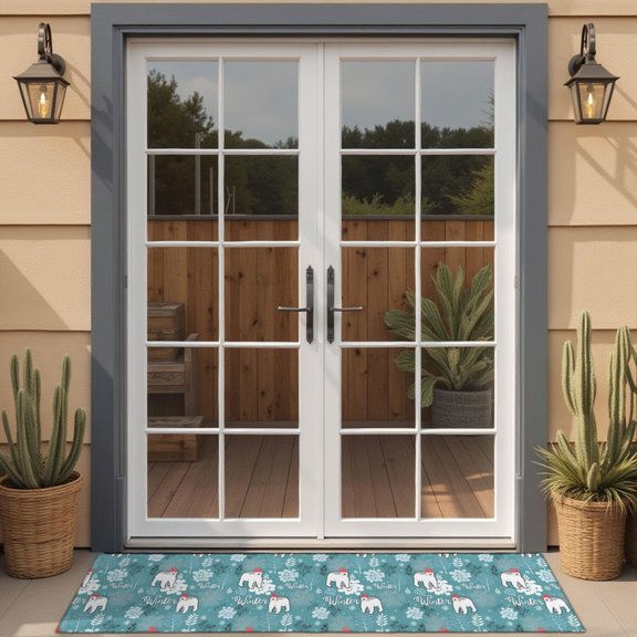 Blue Christmas Polar Bear Pattern Door Rugs,Washable Non Slip Door Mats Indoor,Decorative Door Mats,Entry Mat Indoor for Entrance,Bedroom,Kitchen,Bathroom,16"x47"