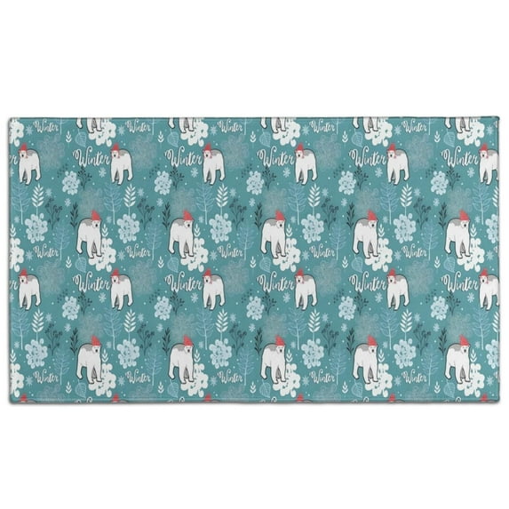 Blue Christmas Polar Bear Pattern Door Rugs,Washable Non Slip Door Mats Indoor,Decorative Door Mats,Entry Mat Indoor for Entrance,Bedroom,Kitchen,Bathroom,17"x30"