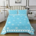 Blue Christmas Quilt Set Kids Xmas Tree And Snowflake Bedspread Set