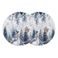 thumbnail image 1 of Blue Christmas Round Placemats Set of 2,Braided Polypropylene Place Mats,Snowman Eucalyptus Leaves Snowflake Wooden Washable Table Mats for Kitchen Dinner Holiday Wedding Party Coffee Table Decor 13", 1 of 9