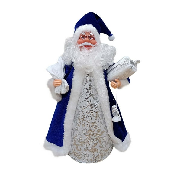 Blue Christmas Santa Claus Tree Topper Star Ornament Decoration For Holiday Gift Home Decor Festive Tree Crown Figurine