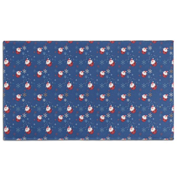 Blue Christmas Santa and Snowflake Pattern Door Rugs,Washable Non Slip Door Mats Indoor,Decorative Door Mats,Entry Mat Indoor for Entrance,Bedroom,Kitchen,Bathroom,17"x30"