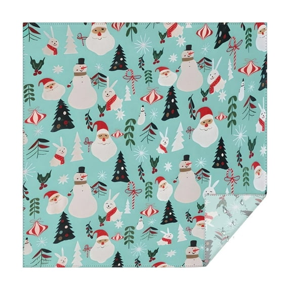 Blue Christmas Santa and Snowman Pattern Square Tablecloth,Waterproof Square Table Cover,Wipeable Spillproof Washable Table Cover for Home Kitchen Party Decor 42"X42"(107x107cm)