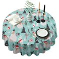thumbnail image 1 of Blue Christmas Santa and Snowman Pattern Round Tablecloth 60"x60",Wrinkle Wipeable Table Cloth for Kitchen Dining Room Picnic Patio Party, 1 of 6