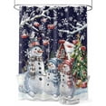 thumbnail image 1 of Blue Christmas Shower Curtain Set, Waterproof Shower Curtains for Bathroom, Xmas Winter Snowman Snowflakes Trees Washable Fabric Cloth Bath Curtain for Bathtub Decoration with Hooks 48x72 Inches, 1 of 6