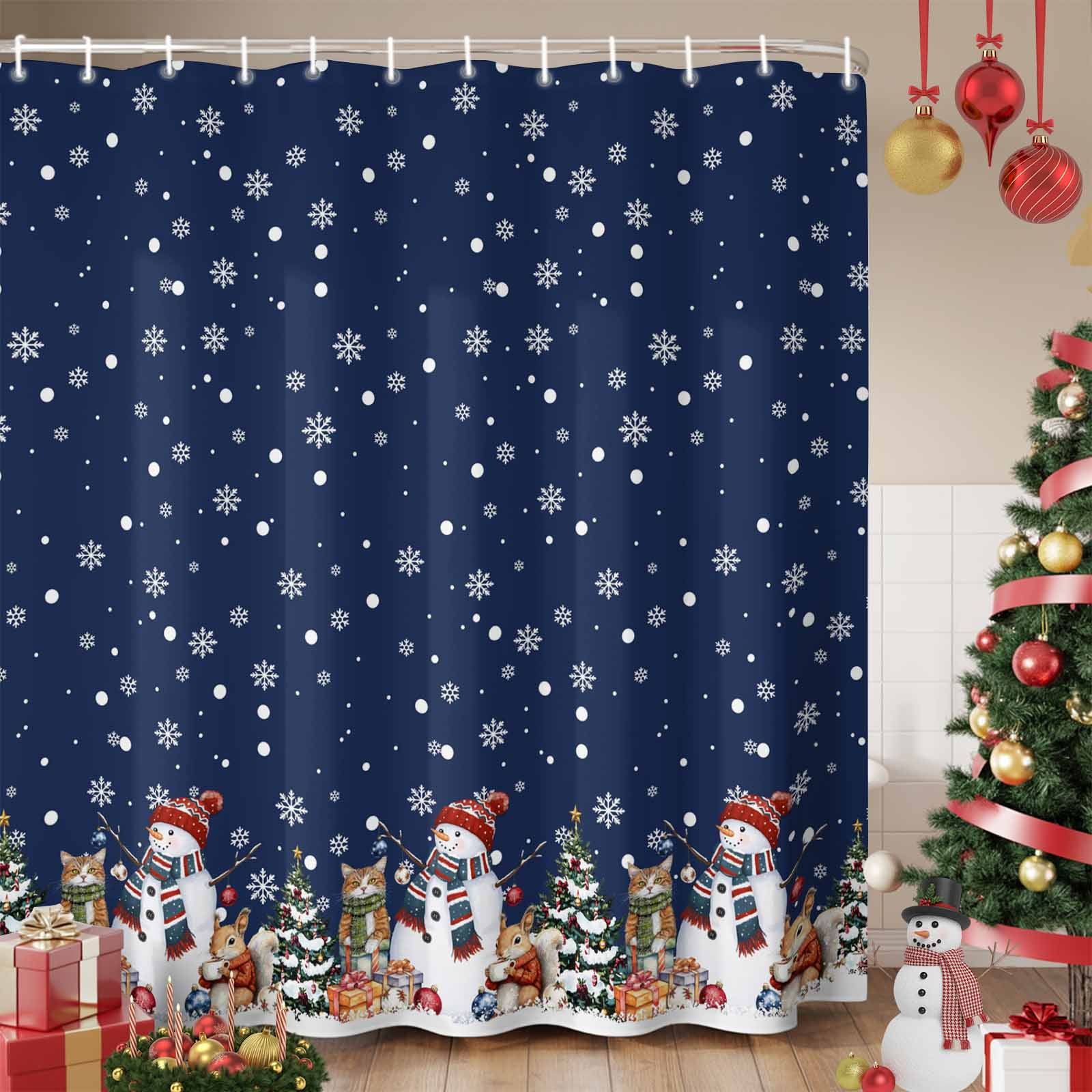 Blue Christmas Shower Curtain