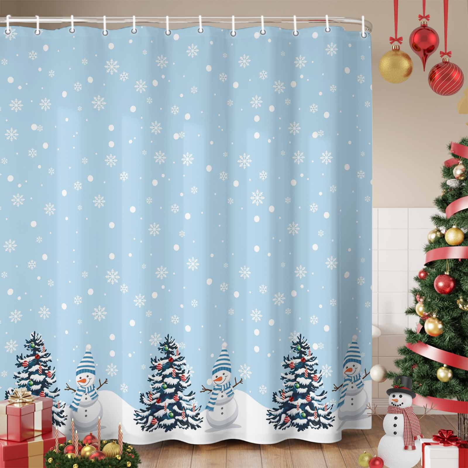 Blue Christmas Shower Curtain