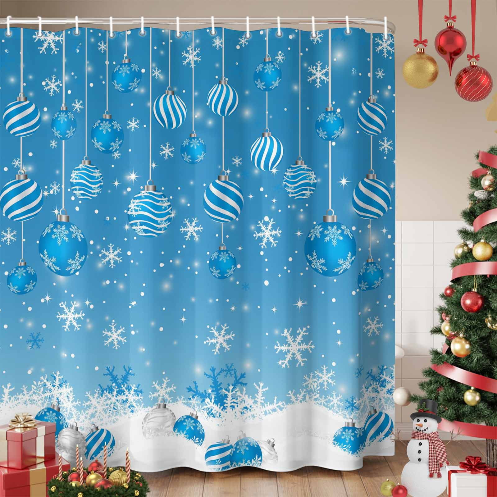 Blue Christmas Shower Curtain