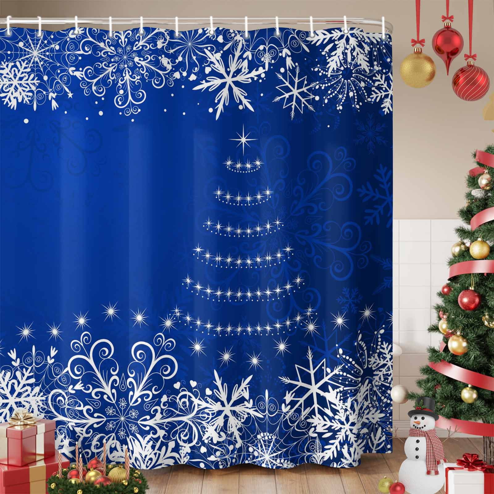 Blue Christmas Shower Curtain
