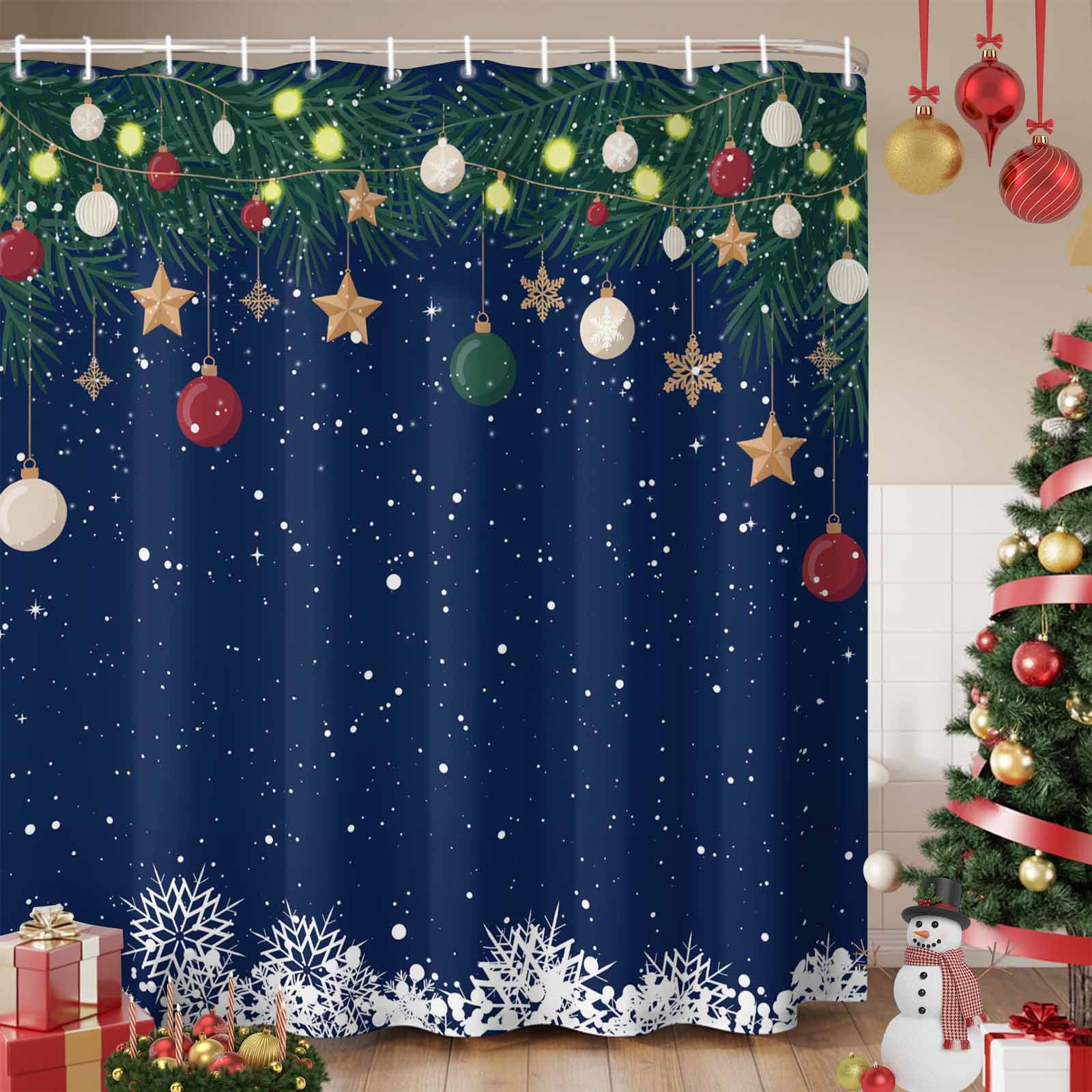 Blue Christmas Shower Curtain