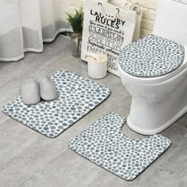 Blue Christmas Snowflake Pattern Bathroom Rugs Sets 3 Piece,Toilet Cover Set,Absorbent Non Slip Bathroom Mats Sets with U-Shaped Contour Rug Toilet Rug Set
