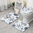 thumbnail image 1 of Blue Christmas Snowflake Pattern Bathroom Rugs Sets 3 Piece,Toilet Cover Set,Absorbent Non Slip Bathroom Mats Sets with U-Shaped Contour Rug Toilet Rug Set, 1 of 5
