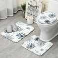 thumbnail image 1 of Blue Christmas Snowflake Pattern Bathroom Rugs Sets 3 Piece,Toilet Cover Set,Absorbent Non Slip Bathroom Mats Sets with U-Shaped Contour Rug Toilet Rug Set, 1 of 5