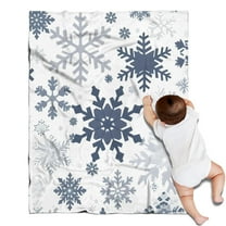 Blue Christmas Snowflake Pattern Blanket,Comfortable Soft Flannel Throw Blanket,All Season,Warm Lightweight Blankets for Sofa Bed Couch Living Room Chair,30"x40"