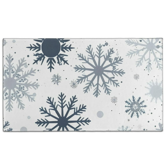 Blue Christmas Snowflake Pattern Door Rugs,Washable Non Slip Door Mats Indoor,Decorative Door Mats,Entry Mat Indoor for Entrance,Bedroom,Kitchen,Bathroom,17"x30"