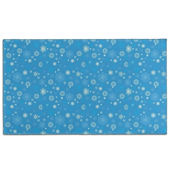 Blue Christmas Snowflake Pattern Door Rugs,Washable Non Slip Door Mats Indoor,Decorative Door Mats,Entry Mat Indoor for Entrance,Bedroom,Kitchen,Bathroom,17"x30"