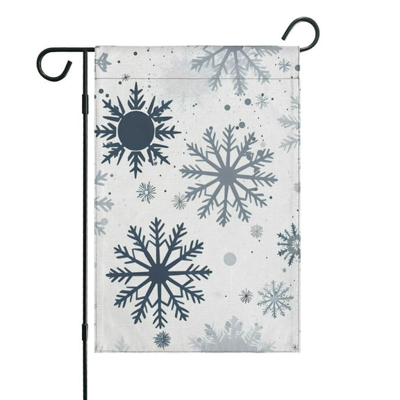 Blue Christmas Snowflake Pattern Fall Garden Flags 12.5"x18" Double Side,Small Yard Flags for Outside,Outdoor Fall Decor,Autumn Funny Garden Flag Yard Decoration