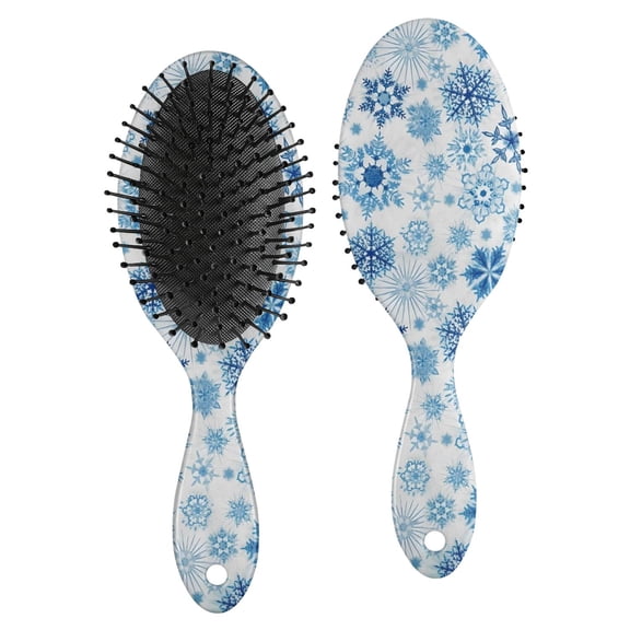 Blue Christmas Snowflake Pattern Hair Brush,Girls Detangling Hair Brush,Glide Through Tangles with Ease for Wet & Dry Hair,8.8"X2.8"