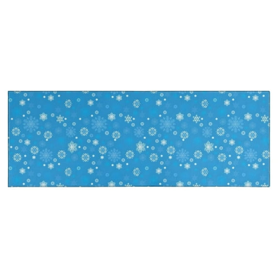 Blue Christmas Snowflake Pattern Kitchen Rug Mat,Kitchen Runner Rugs Non Skid Washable,Decorative Kitchen Floor Mats for Kitchen,Sink,Laundry,17"X47"