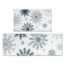 Blue Christmas Snowflake Pattern Kitchen Rugs Sets Of 2,Anti Fatigue Kitchen Mat Rugs Non Slip Washable,Decorative Kitchen Floor Mats for Kitchen,Sink,Laundry,17"x30" 17"x47"