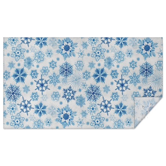 Blue Christmas Snowflake Pattern Rectangle Tablecloth 60"x102",Waterproof Polyester Rectangle Table Cloth, Wipeable Spillproof Polyester Tablecloth for Dining, Camping, Indoor and Outdoor