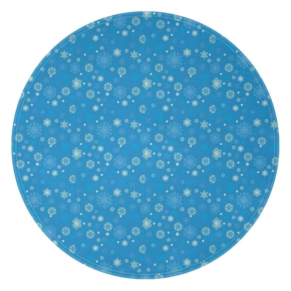 Blue Christmas Snowflake Pattern Round Blanket,Comfortable Soft Flannel Throw Blanket,All Season,Warm Lightweight Blankets for Sofa Bed Couch Living Room Chair 47"x47"