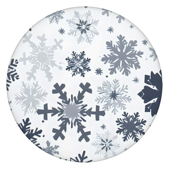 Blue Christmas Snowflake Pattern Round Fitted Tablecloth with Elastic Edge,Dining Table Cover Waterproof,Outdoor Round Tablecloth for Camping,Dining,Indoor and Outdoor