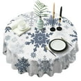 thumbnail image 1 of Blue Christmas Snowflake Pattern Round Tablecloth 60"x60",Wrinkle Wipeable Table Cloth for Kitchen Dining Room Picnic Patio Party, 1 of 6