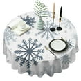 thumbnail image 1 of Blue Christmas Snowflake Pattern Round Tablecloth 60"x60",Wrinkle Wipeable Table Cloth for Kitchen Dining Room Picnic Patio Party, 1 of 6