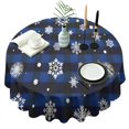 thumbnail image 1 of Blue Christmas Snowflake Pattern Round Tablecloth 60"x60",Wrinkle Wipeable Table Cloth for Kitchen Dining Room Picnic Patio Party, 1 of 6