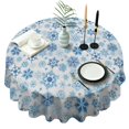thumbnail image 1 of Blue Christmas Snowflake Pattern Round Tablecloth 60"x60",Wrinkle Wipeable Table Cloth for Kitchen Dining Room Picnic Patio Party, 1 of 6
