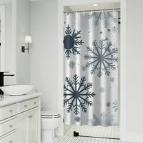 Blue Christmas Snowflake Pattern Shower Curtain 36"x72" ,Bathroom Decorative Shower Curtains Set with 12 Hooks,Modern Waterproof Washable Shower Curtain