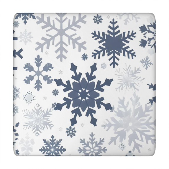 Blue Christmas Snowflake Pattern Square Fitted Tablecloth with Elastic Edge,Square Table Cover,Washable Elastic Table Cover for Home Kitchen Party Decor 34"x34"