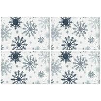 Blue Christmas Snowflake Pattern Summer Placemats Table Placemats Set Of 4-Linen Kitchen Washable Placemats Table Mats 11.8"x17.7" Non-Slip Heat Resistant
