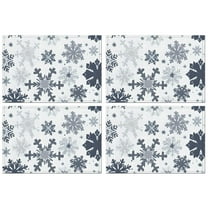 Blue Christmas Snowflake Pattern Summer Placemats Table Placemats Set Of 4-Linen Kitchen Washable Placemats Table Mats 11.8"x17.7" Non-Slip Heat Resistant