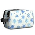 Blue Christmas Snowflake Pattern Travel Toiletry Bag, Cosmetic ...