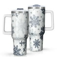 thumbnail image 1 of Blue Christmas Snowflake Pattern Tumbler with Handle and Lid,40oz Double Wall Vacuum Insulated Tumbler,Cups Gift for Women and Men, 1 of 7