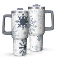 thumbnail image 1 of Blue Christmas Snowflake Pattern Tumbler with Handle and Lid,40oz Double Wall Vacuum Insulated Tumbler,Cups Gift for Women and Men, 1 of 7
