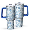thumbnail image 1 of Blue Christmas Snowflake Pattern Tumbler with Handle and Lid,40oz Double Wall Vacuum Insulated Tumbler,Cups Gift for Women and Men, 1 of 7
