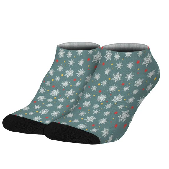 Blue Christmas Snowflake and Star Pattern Women's Ankle Socks, Low Cut ...